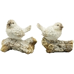 Vogel mitBaumstamm Lilian, weiß, Polyresin, 13,7x7,5x11,5 cm