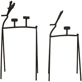 RentierKerzenHalter Sobre, schwarz, Metall, 26,5x17,5x55 cm