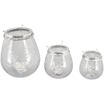 WindLicht Iride, transparent, Glas, Metall, 18x18x21 cm