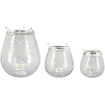 WindLicht Iride, transparent, Glas, Metall, 18x18x21 cm
