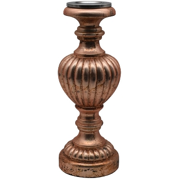 KerzenHalter Aurum, Kupfer, Glas, 14,5x14,5x40 cm