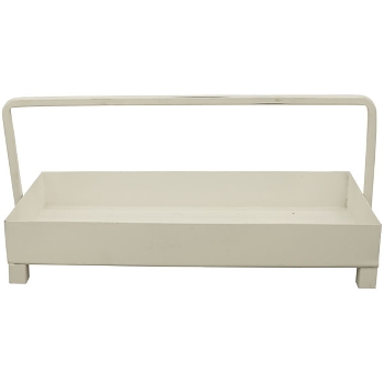 Tablett ClairBlanc, weiß, Metall, 44,5x20,5x20,5 cm