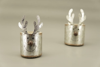 WindLicht Teal, silber, Metall, 9,5x9,5x17,5 cm