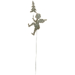 Engel/Rentier auf Stab Junker, grau, Metall, 11,5x2x56 cm