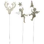 Engel/Rentier auf Stab Junker, grau, Metall, 11,5x2x56 cm
