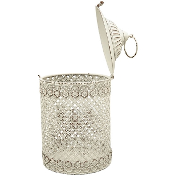 Laterne ClairBlanc, weiß, Metall, 12,5x12,5x20,5 cm