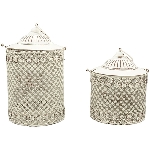Laterne ClairBlanc, weiß, Metall, 12,5x12,5x20,5 cm