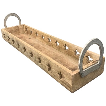 Tablett Puri, natur/gold, Holz/Alu, 51x13x12 cm
