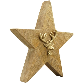 Stern Puri, natur/gold, Holz/Alu, 30x6x30 cm