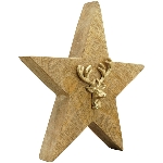 Stern Puri, natur/gold, Holz/Alu, 30x6x30 cm