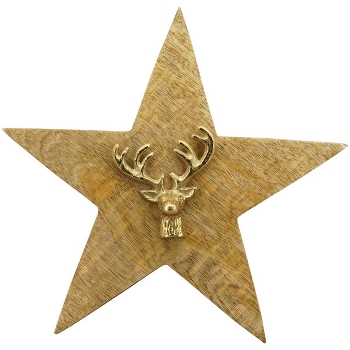 Stern Puri, natur/gold, Holz/Alu, 30x6x30 cm