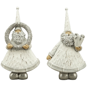 Santa Lilian, weiß/silber, Polyresin, 12x7,5x21 cm