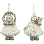 Santa Lilian, weiß/silber, Polyresin, 12x7,5x21 cm