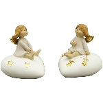 Engel Lilian, weiß/gold, Polyresin, 10x9,5x11 cm