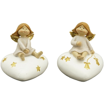 Engel Lilian, weiß/gold, Polyresin, 10x9,5x11 cm