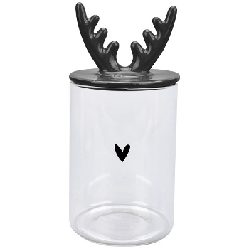 Dose XOXO, schwarz, Porzellan/Glas, 13x13x24,7 cm
