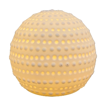 LeuchtKugel mit LED CœuR, weiß, Porzellan, 13x13x11 cm