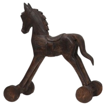 Pferd auf Rädern Artisanal, natur, Holz, 33x11,5x41 cm