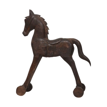 Pferd auf Rädern Artisanal, natur, Holz, 49x13,5x56 cm
