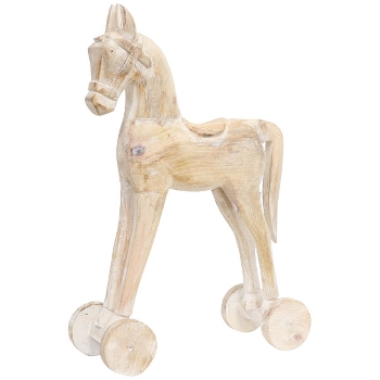 Pferd auf Rädern Artisanal, natur, Holz, 30x11,5x41 cm
