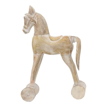 Pferd auf Rädern Artisanal, natur, Holz, 30x11,5x41 cm