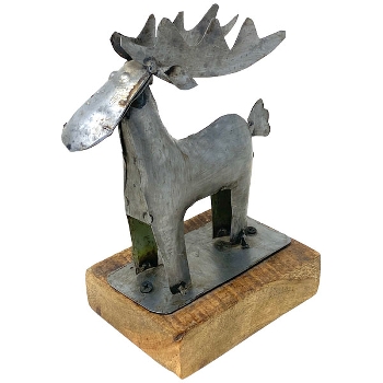 Rentier Antiquité, Metall/Holz, 13x10x20 cm