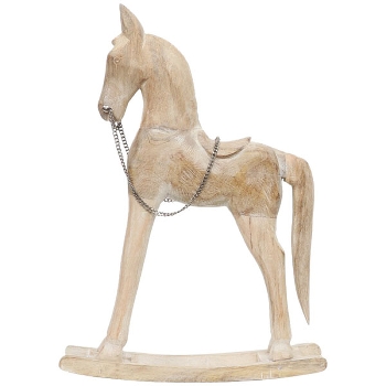 SchaukelPferd Dost, natur/weiß, Holz, 47x14x55 cm