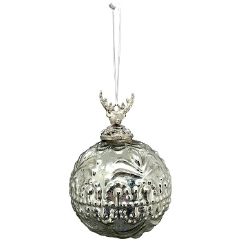 Kugelhänger Vitreous, silber, Glas/Metall, 10x10x12,5 cm