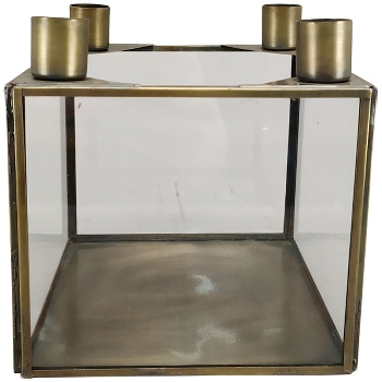 KerzenHalter Doré, gold, Metall/Glas, 10x10x11 cm