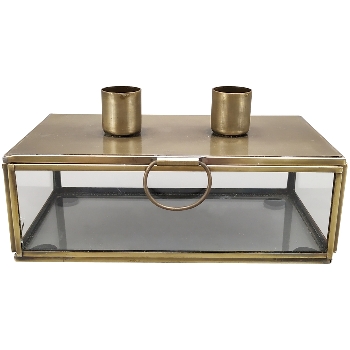 KerzenHalter Doré, gold, Metall/Glas, 17x10x9 cm