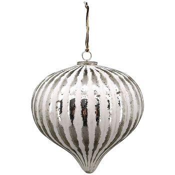 Ornament Vitreous, weiß/silber, Glas/Metall, 18x18x24 cm