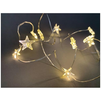 10 LED SternLichterKette Lumière, silber, Plastik, 100x1x1 cm + 30 cm, mit Timer
