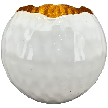 WindLicht EnameL, weiß/gold, Metall, 20x20x17 cm