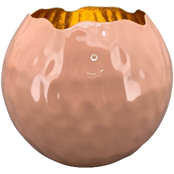 WindLicht EnameL, apricot/gold, Metall, 11x11x9 cm