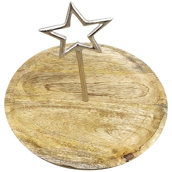 Tablett Puri, Holz/Alu, 25x25x21 cm