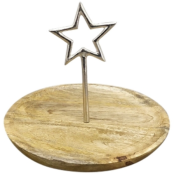 Tablett Puri, Holz/Alu, 25x25x21 cm