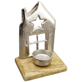 HausWindLicht Puri, Alu/Holz, 12x6,5x17 cm