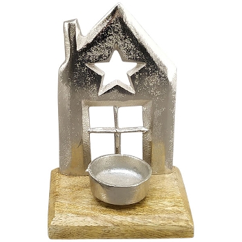 HausWindLicht Puri, Alu/Holz, 12x6,5x17 cm