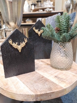 HausDeko Puri, schwarz, Holz/Metall, 10x3x15 cm