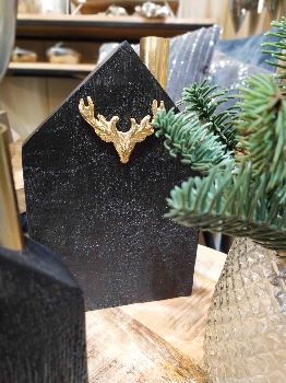 HausDeko Puri, schwarz, Holz/Metall, 13x3x20 cm