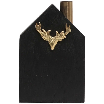 HausDeko Puri, schwarz, Holz/Metall, 13x3x20 cm