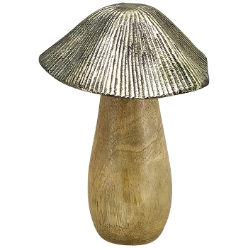 Pilz Aurum, Holz/Alu, 11x11x16 cm