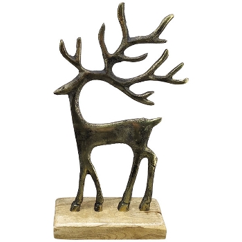 Rentier Aurum, Alu/Holz, 16x5x26 cm