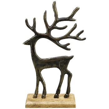 Rentier Aurum, Alu/Holz, 12x5x21 cm