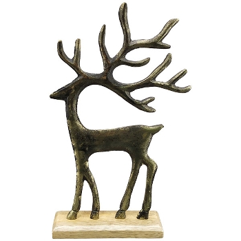 Rentier Aurum, Alu/Holz, 19x5x31 cm