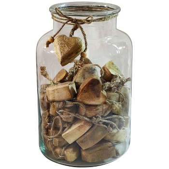 HerzHänger in Glas Dost, natur, Holz/Glas, 2,5x1x5 cm
