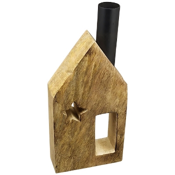 HausDeko Puri, schwarz, Holz/Metall, 10x4x21 cm