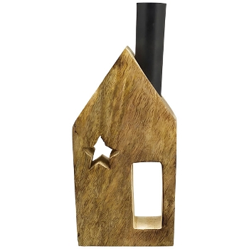 HausDeko Puri, schwarz, Holz/Metall, 10x4x21 cm