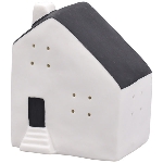Haus mit LED CœuR, schwarz, Porzellan, 9,5x7,7x11 cm