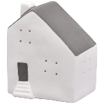 Haus mit LED Ivory, grau, Porzellan, 9,5x7,7x11 cm